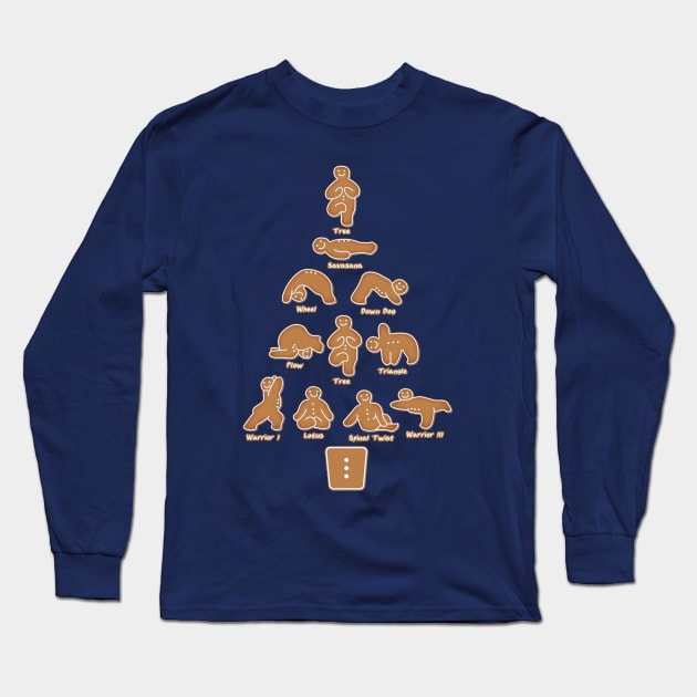 Gingerbread Man Yoga Christmas Long Sleeve T-Shirt by Rebus28